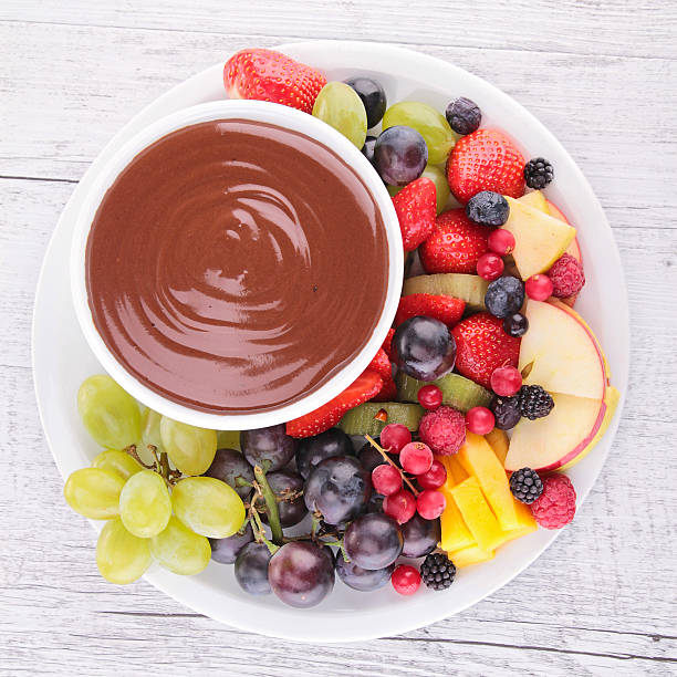 chocolate sauce and fruits - Dipping Sauce Pots